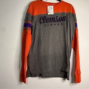 Press box Clemson Tigers Orange and Gray Long Sleeve Tee DC. Sz M. NWT.